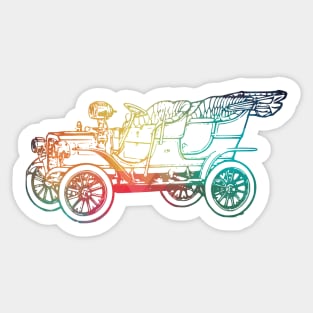 Rainbow old car 01 Sticker